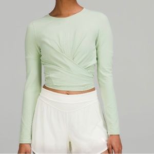 Creamy mint yoga tie back long sleeve